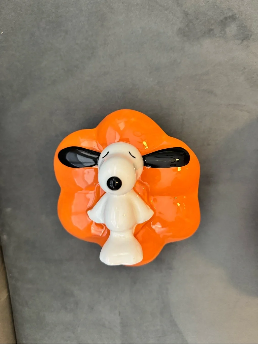 Rae Dunn Orange Snacks/Cookie Ceramic Pumpkin with Snoopy Lid